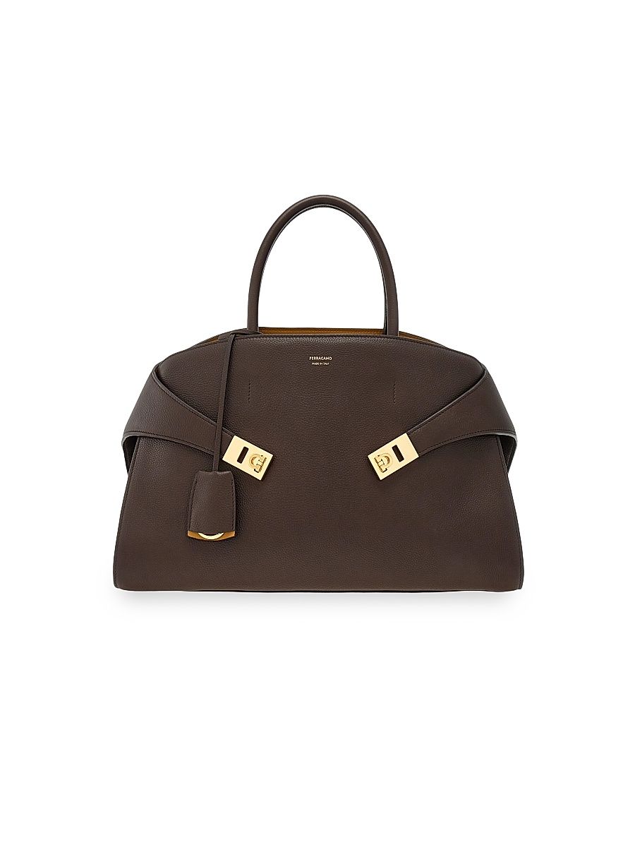 Women's Medium Hug Leather Top Handle Bag - Testa Burnt Ocra