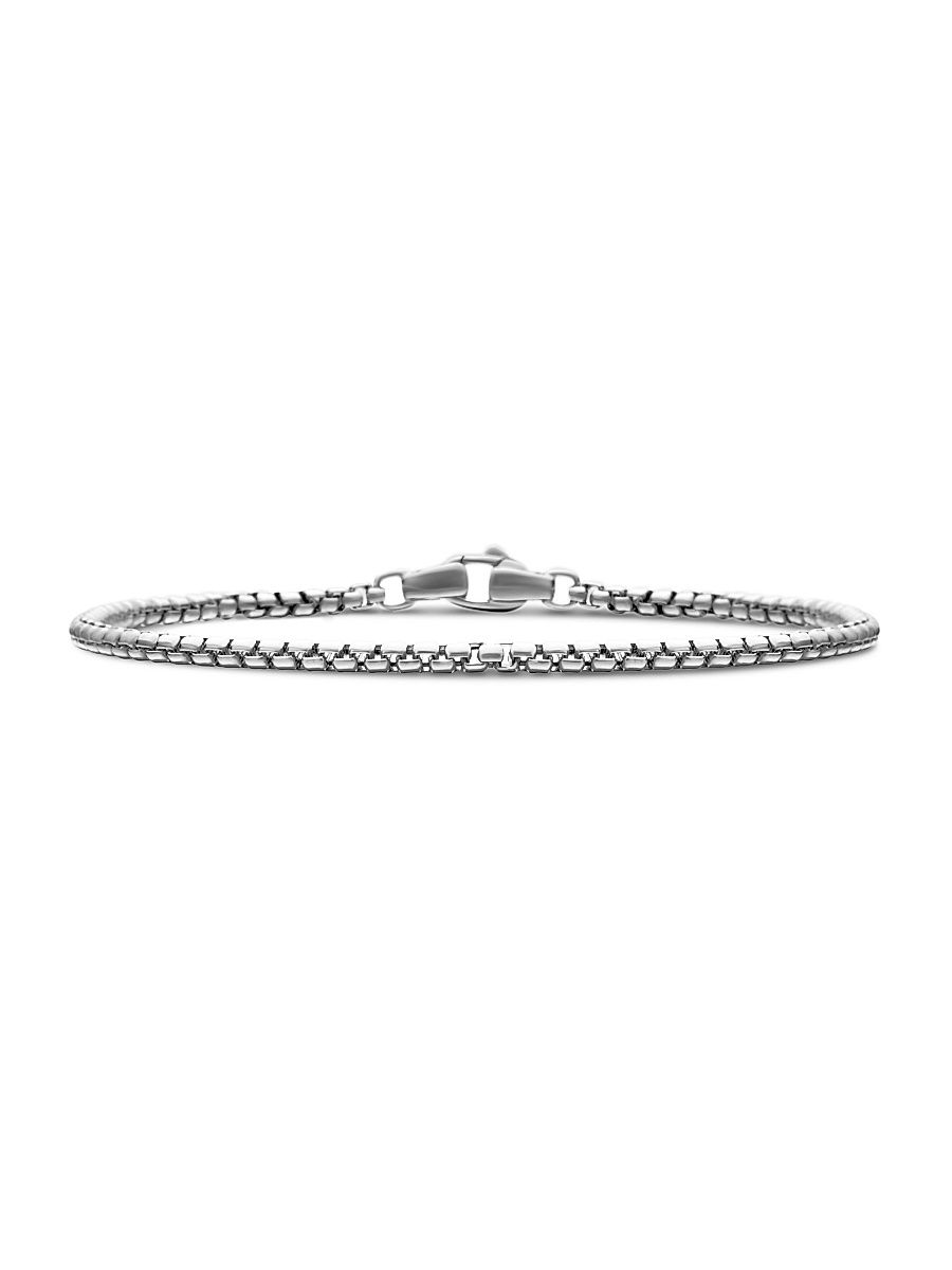 Men's Box Chain Bracelet in Platinum, 2.7MM - Silver - Size Small
