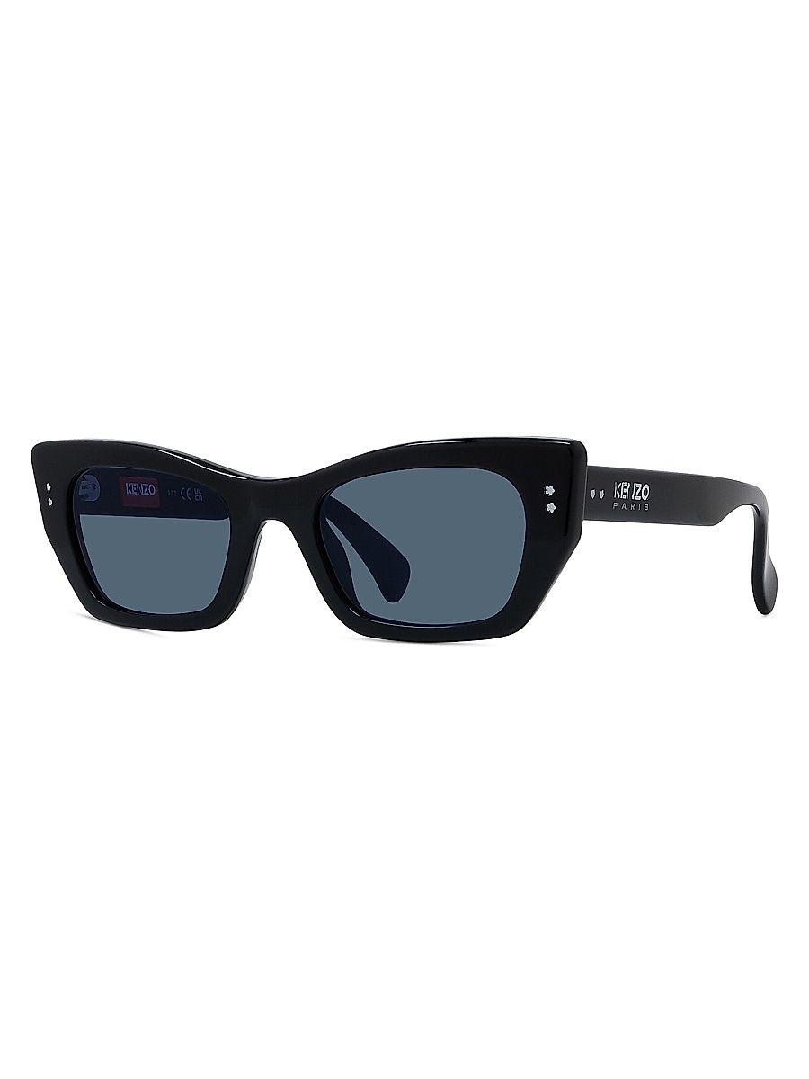 Men's Boke Flower 56MM Rectangular Sunglasses - Shiny Black Blue