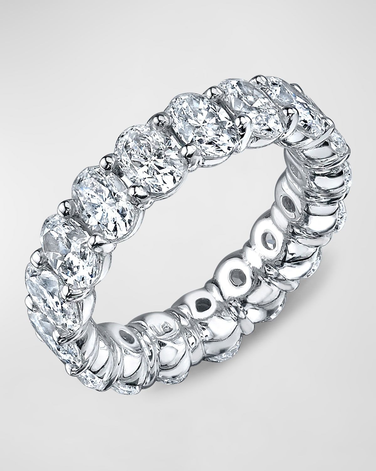 Large Platinum Eternity Band with Oval Cut Diamonds, 4.00ct