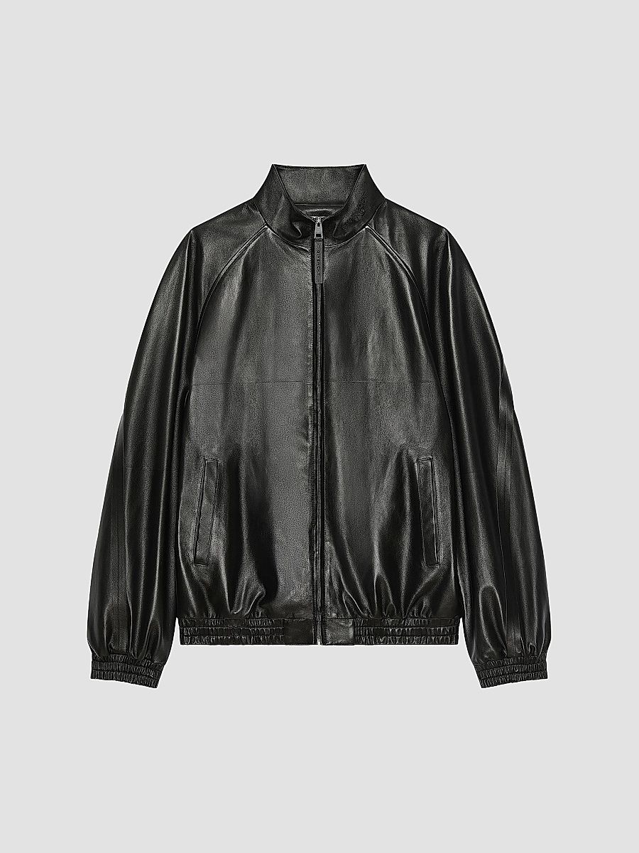Givenchy Men's Couture Seam Track Jacket in Nappa Leather - Black - Size 46