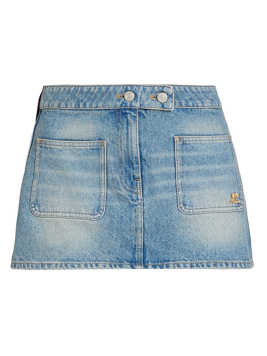 Women's Denim Miniskirt - Denim Bleu Delave - Size 12