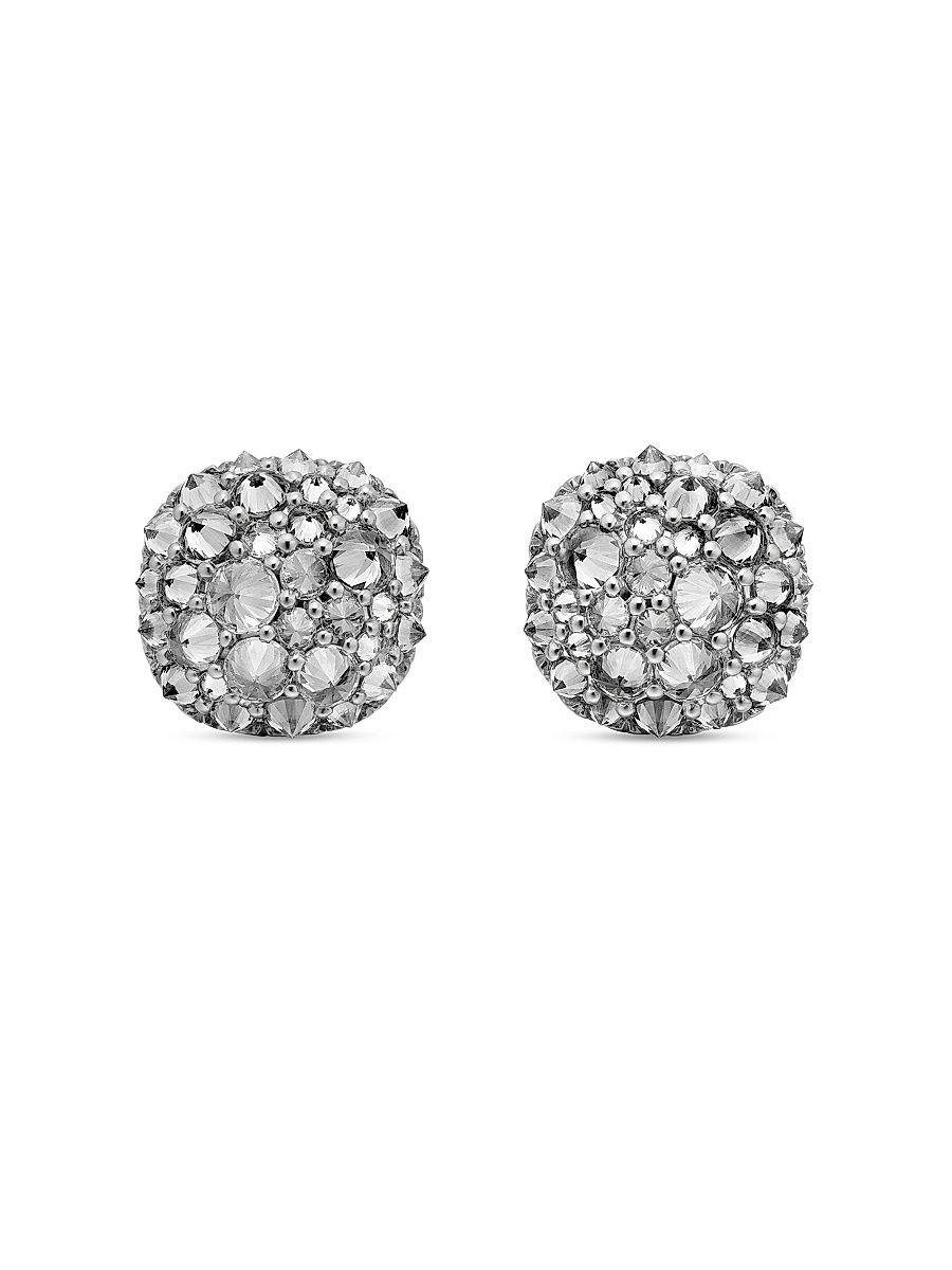 Women's Cushion Stud Earrings in 18K White Gold - Diamond