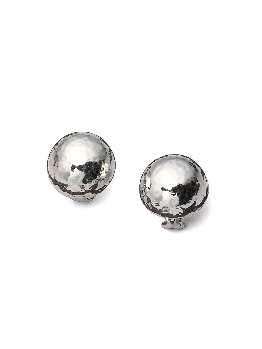 Women's Glamazon Sterling Silver Half Ball Button Earrings - Silver