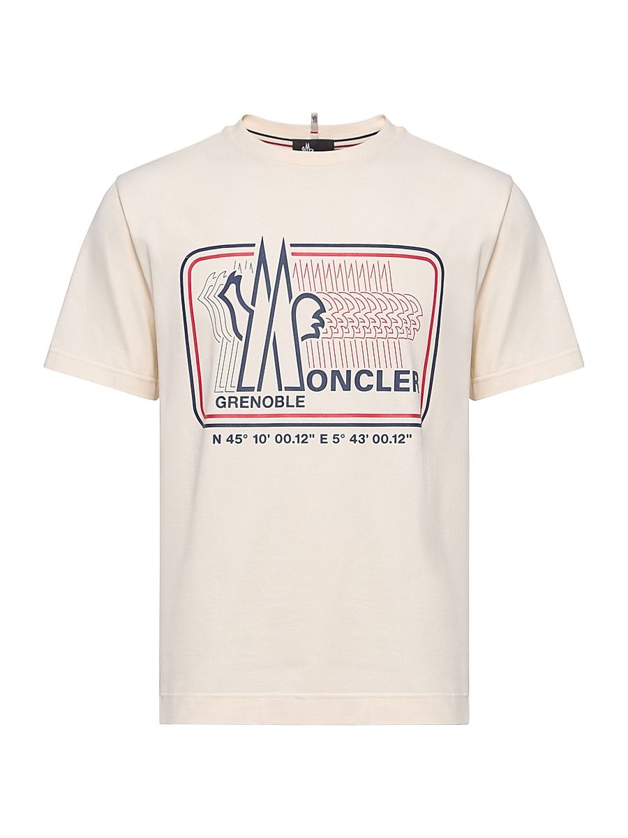 Men's Crew Neck T-Shirt in Cotton Blend - White Ivory - Size Large