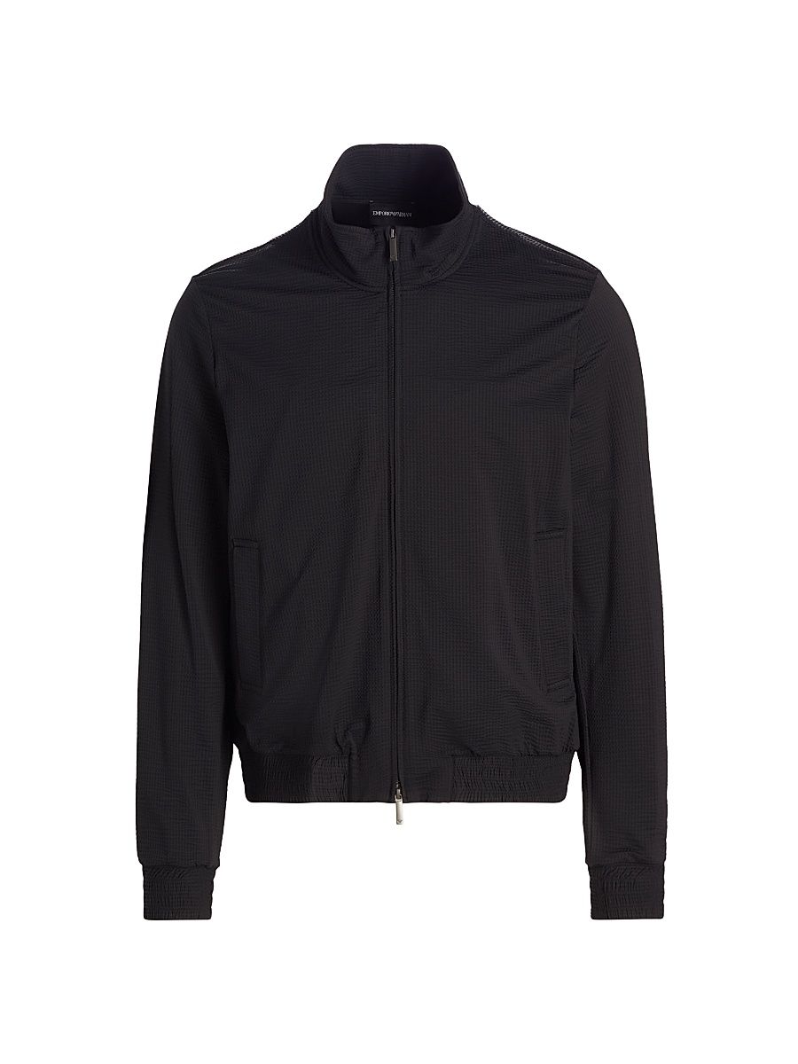 Men's Seersucker Bomber Jacket - Black - Size 48