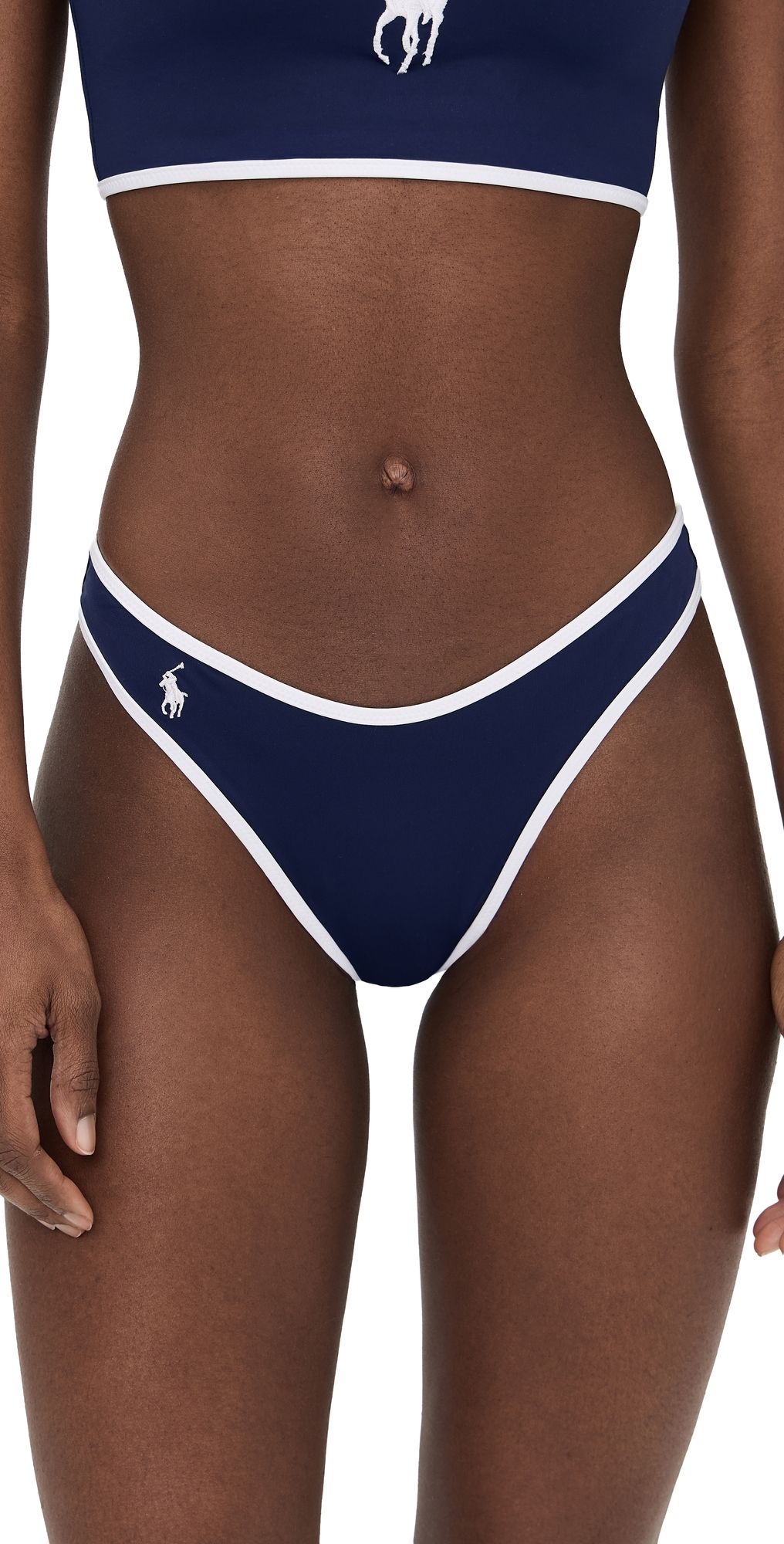 Polo Ralph Lauren High Leg Scoop Bikini Bottoms Navy Blue XS