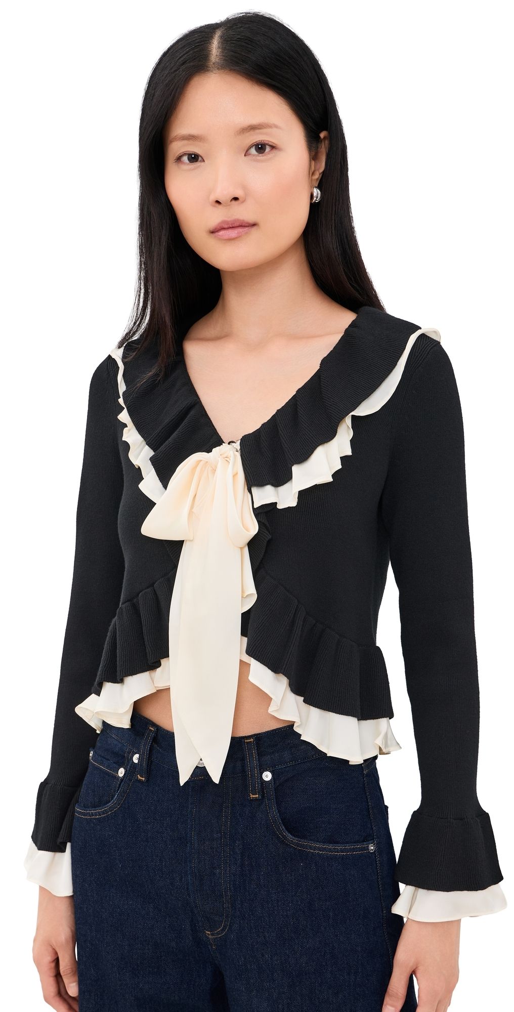 Cinq à Sept Melinda Cardigan Black/Gardenia XXS