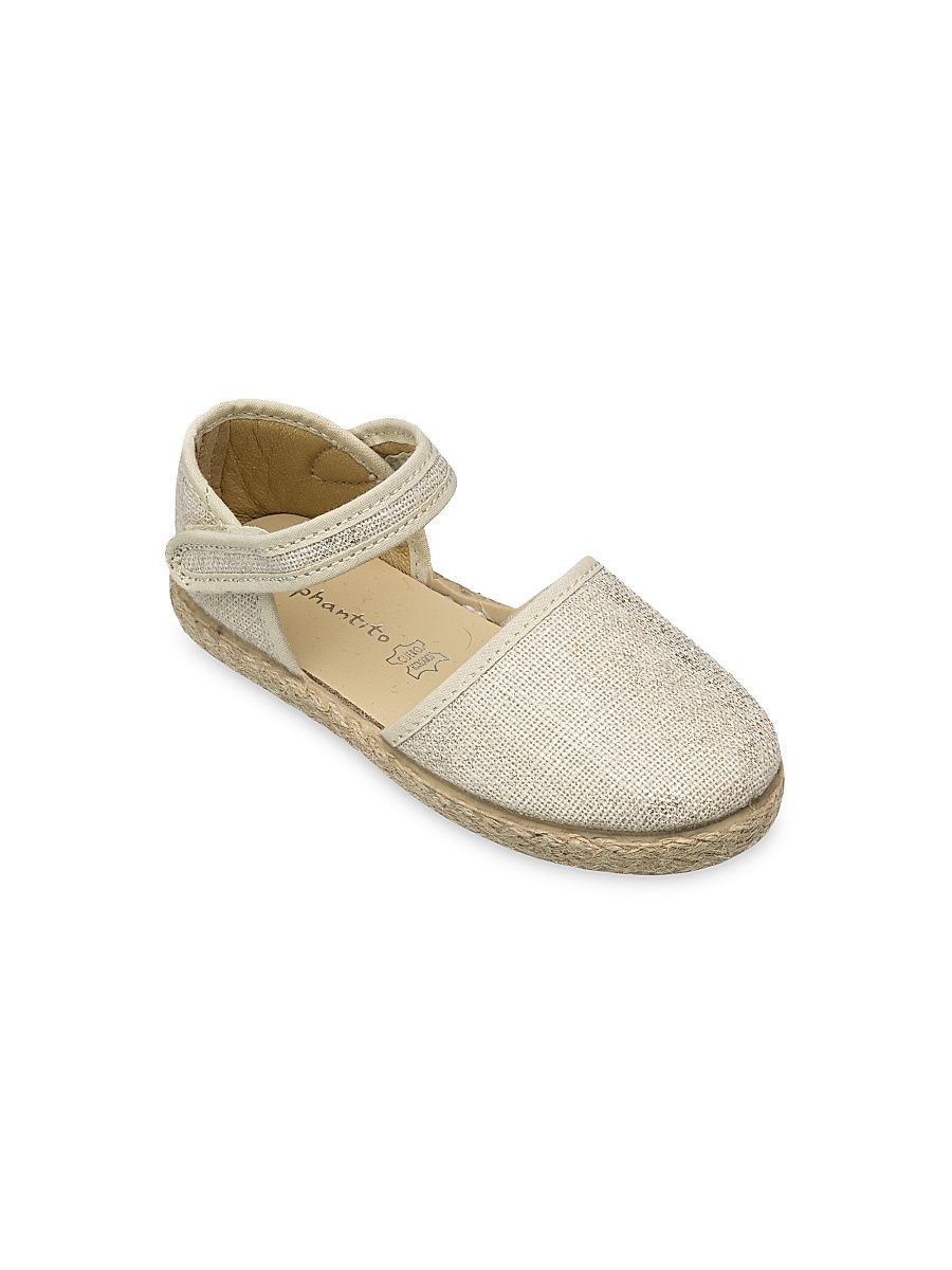 Little Girl's & Girl's Classic Linen Espadrilles - Metallic White - Size 3.5 (Child)