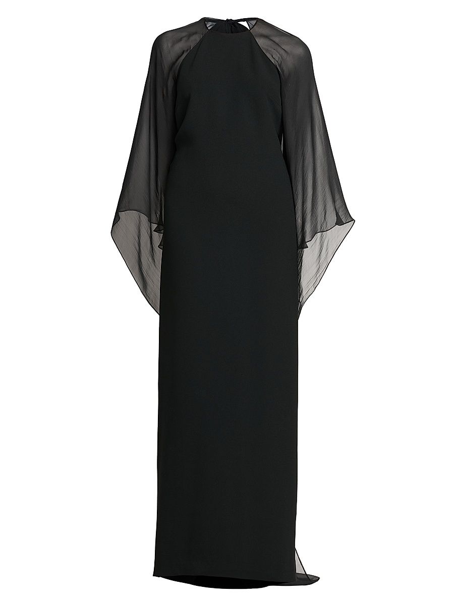 Women's Layered Chiffon Cape Dress - Black - Size 10