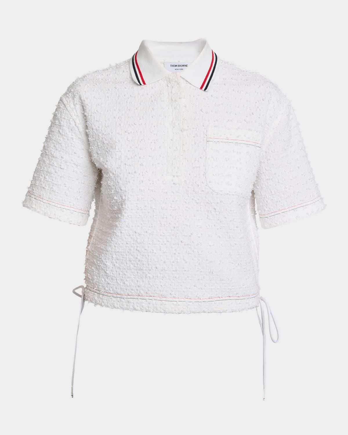 Drawstring Hem Crop Polo Shirt