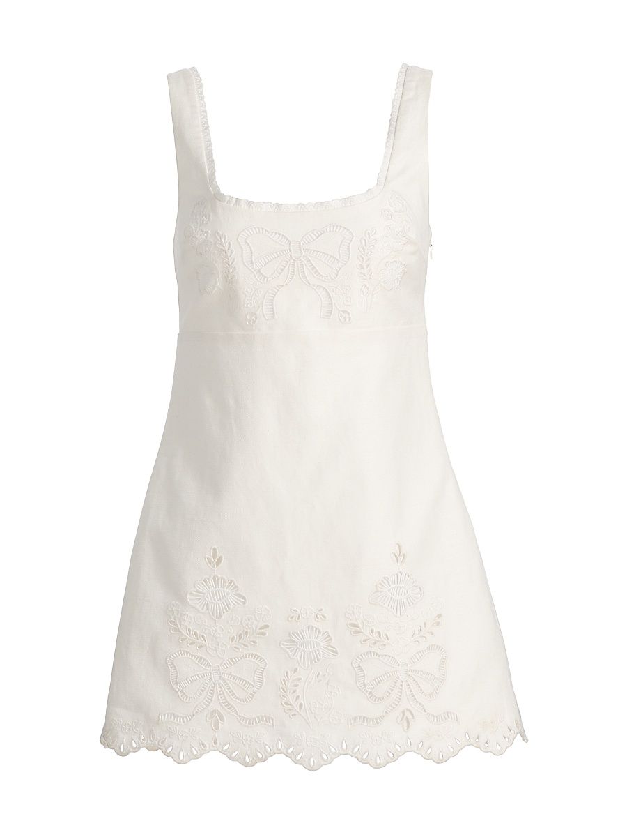 Women's Fable Linen-Cotton Sheath Minidress - Moon Beam - Size 10