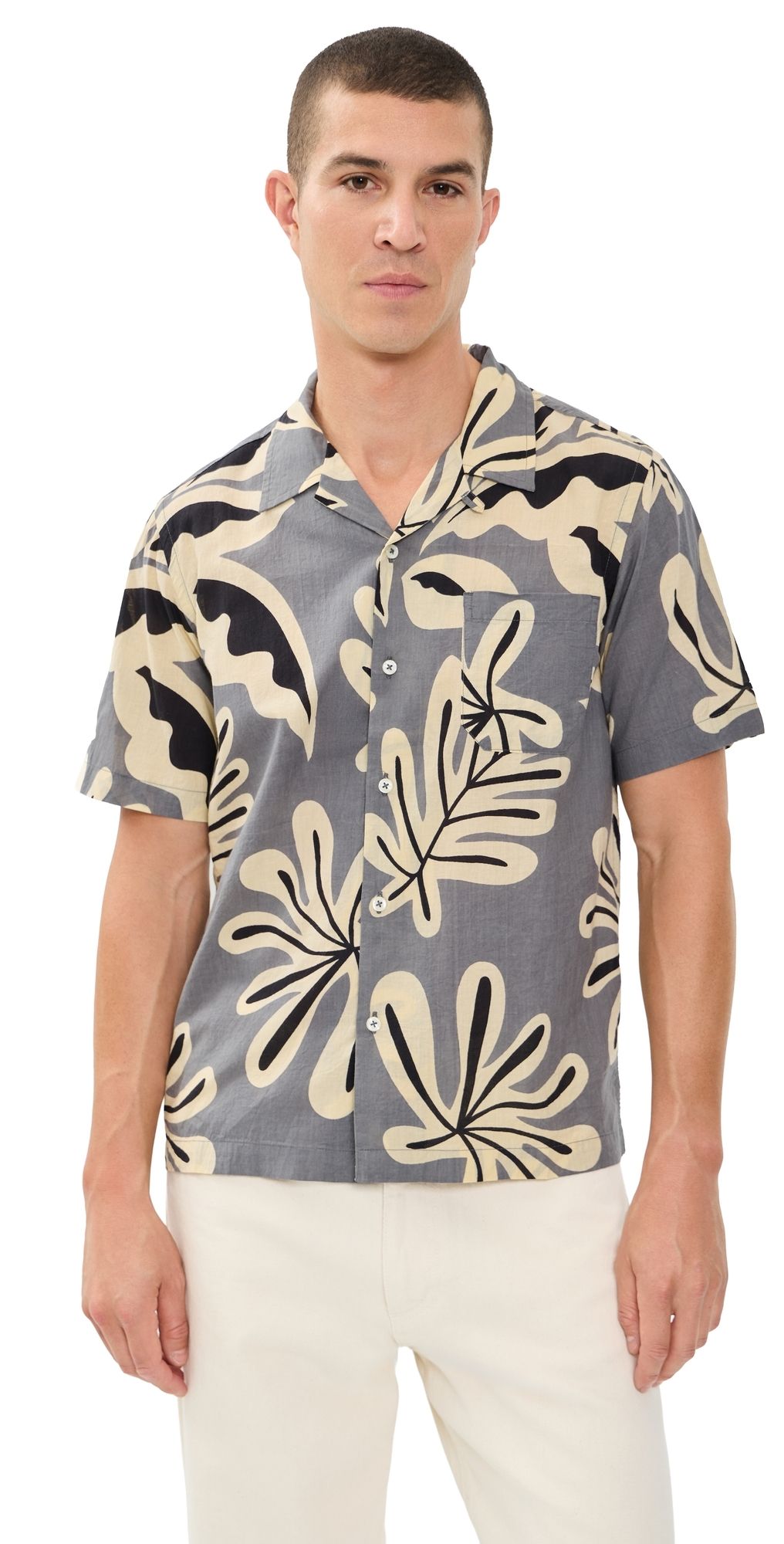 Universal Works Baja Print Road Shirt Grey M