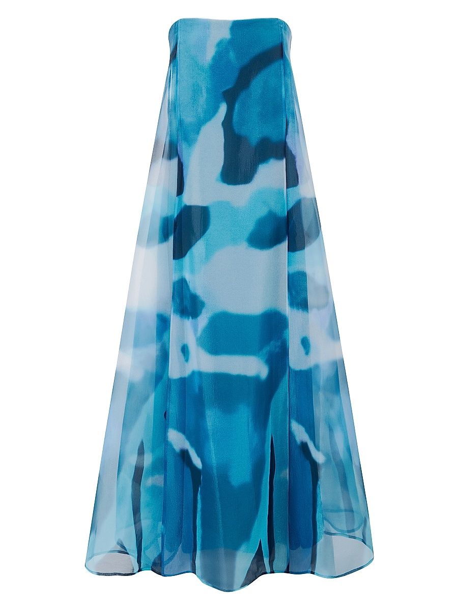 Women's Allyson Printed Strapless Maxi Dress - Blue Haze - Size 12