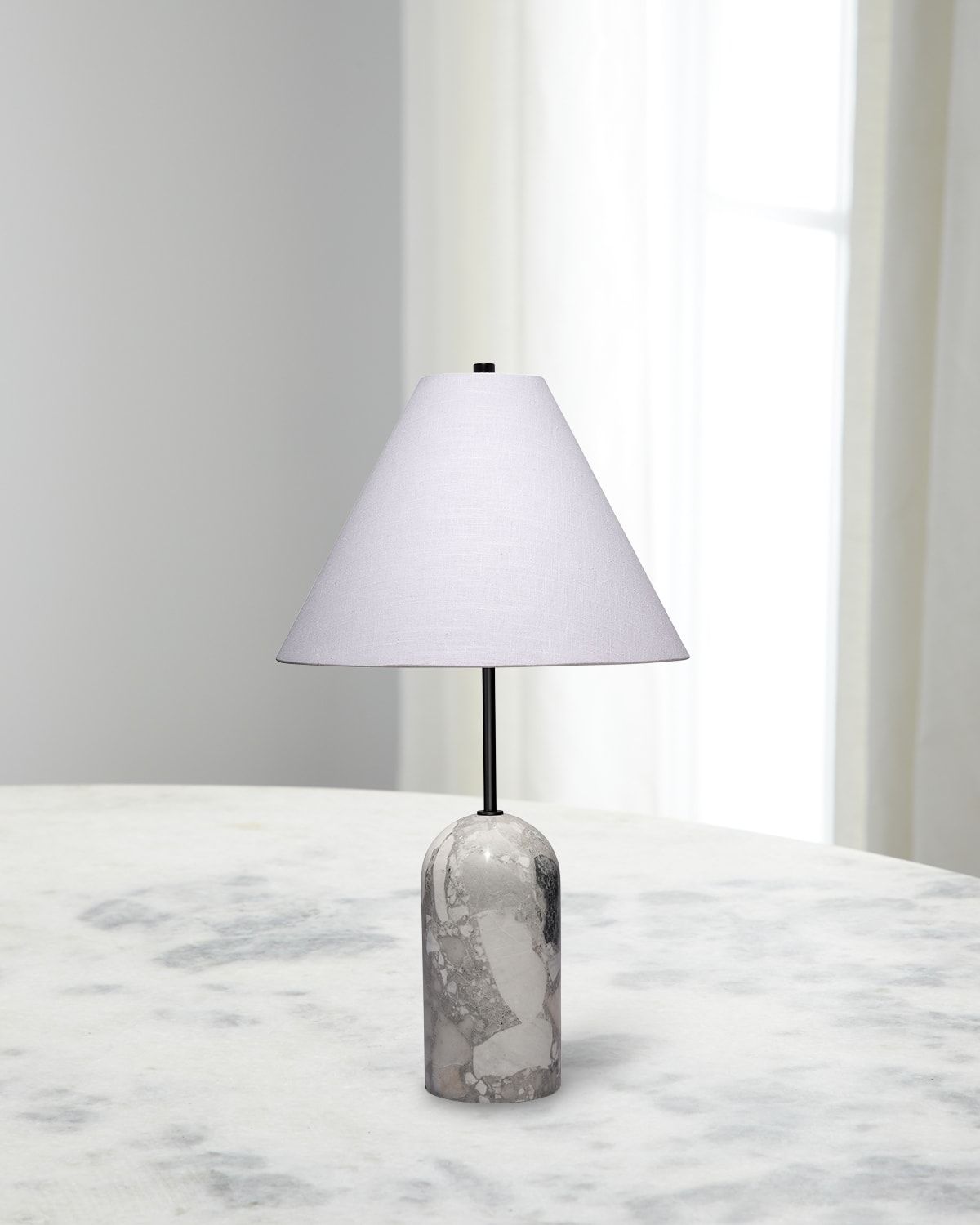 Holt Travertine Table Lamp, 28"