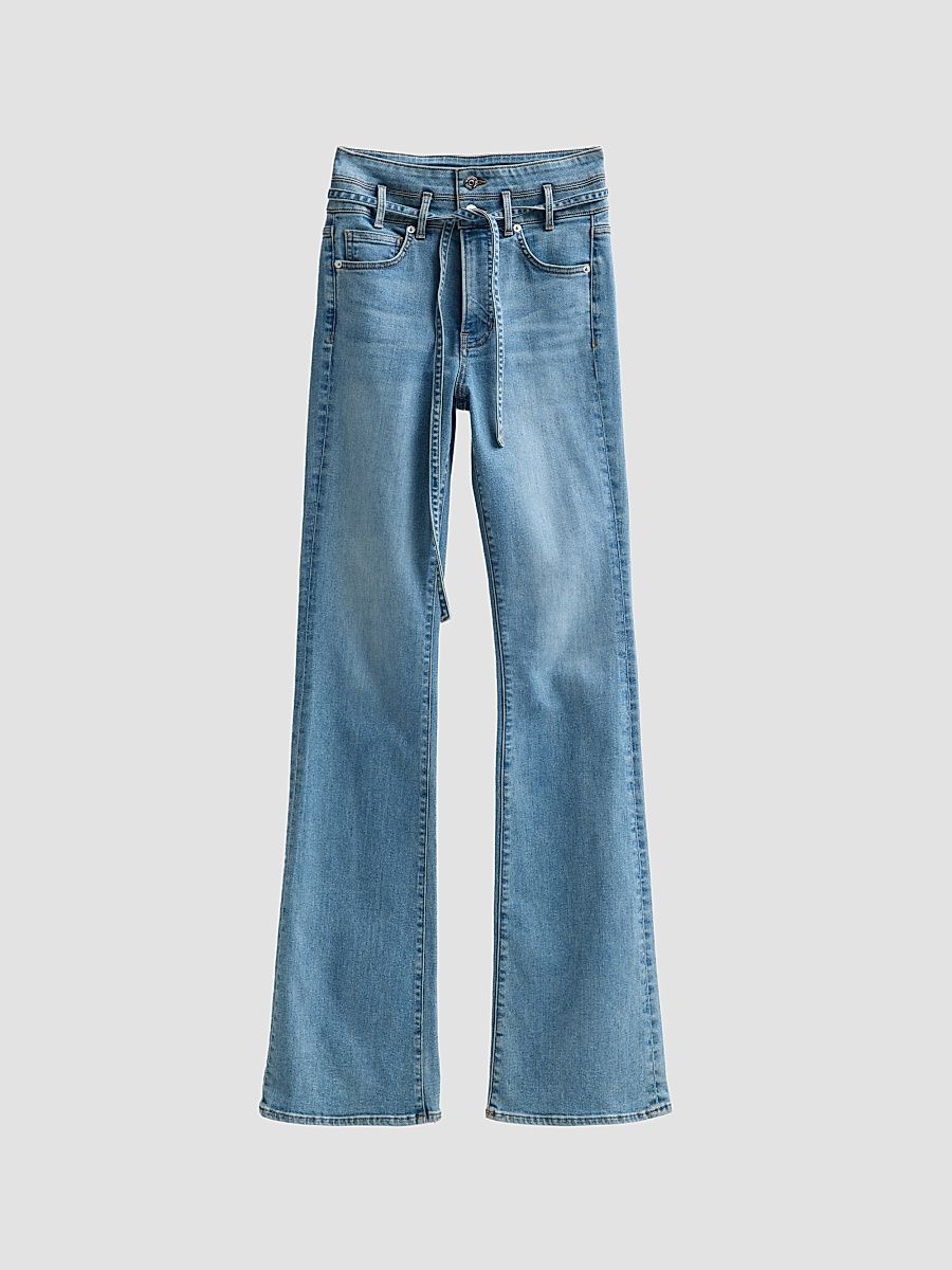 Women's Beverly Stretch-Cotton Tie-Waist Flare Jeans - Supernova - Size 25