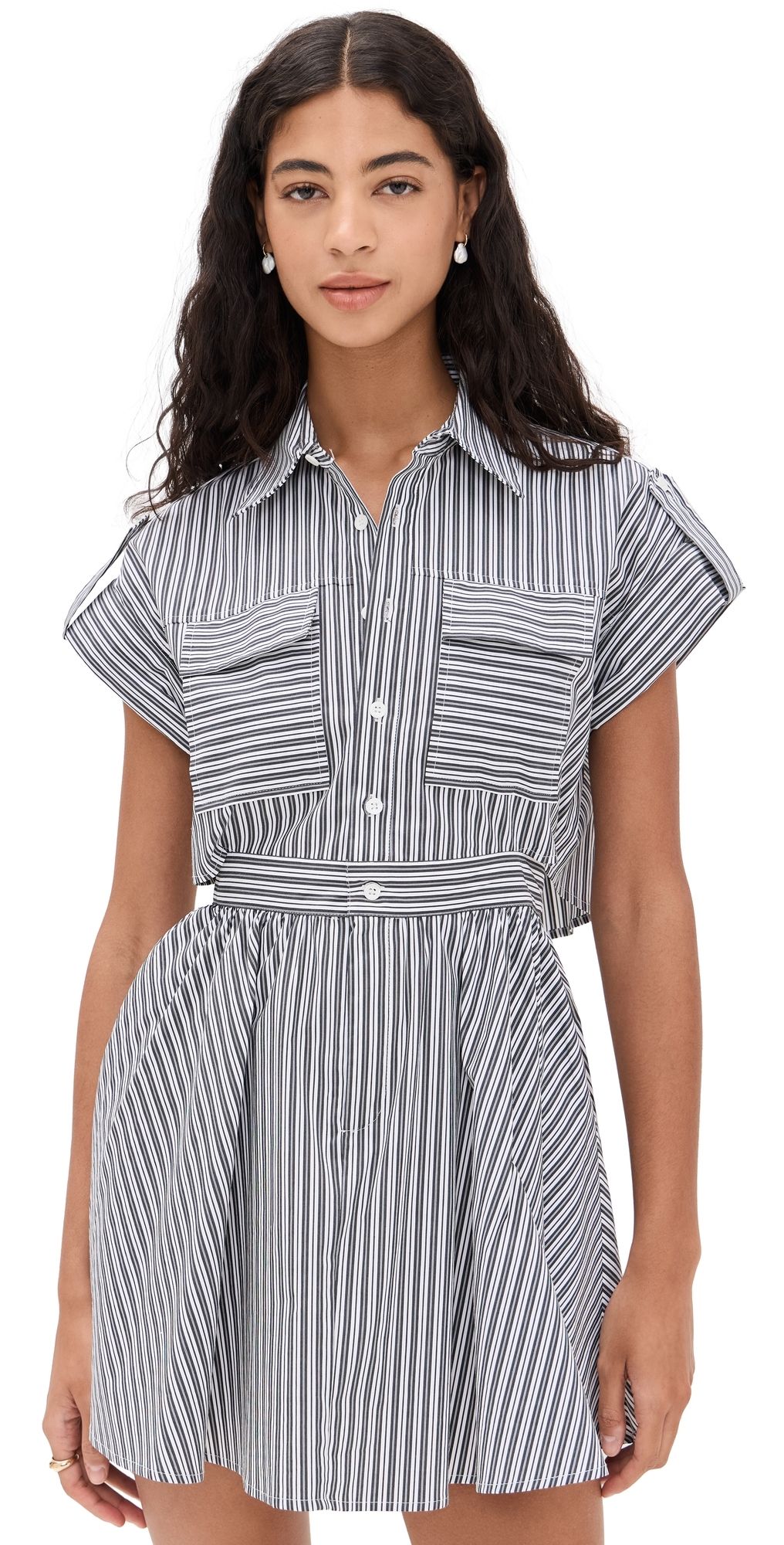 o. p.t Rowe Dress Black White Stripe XXS