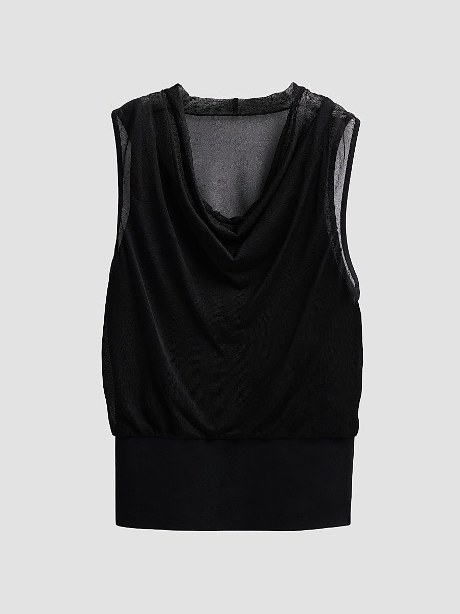 Women's Cara Cowlneck Tank - Black - Size Large