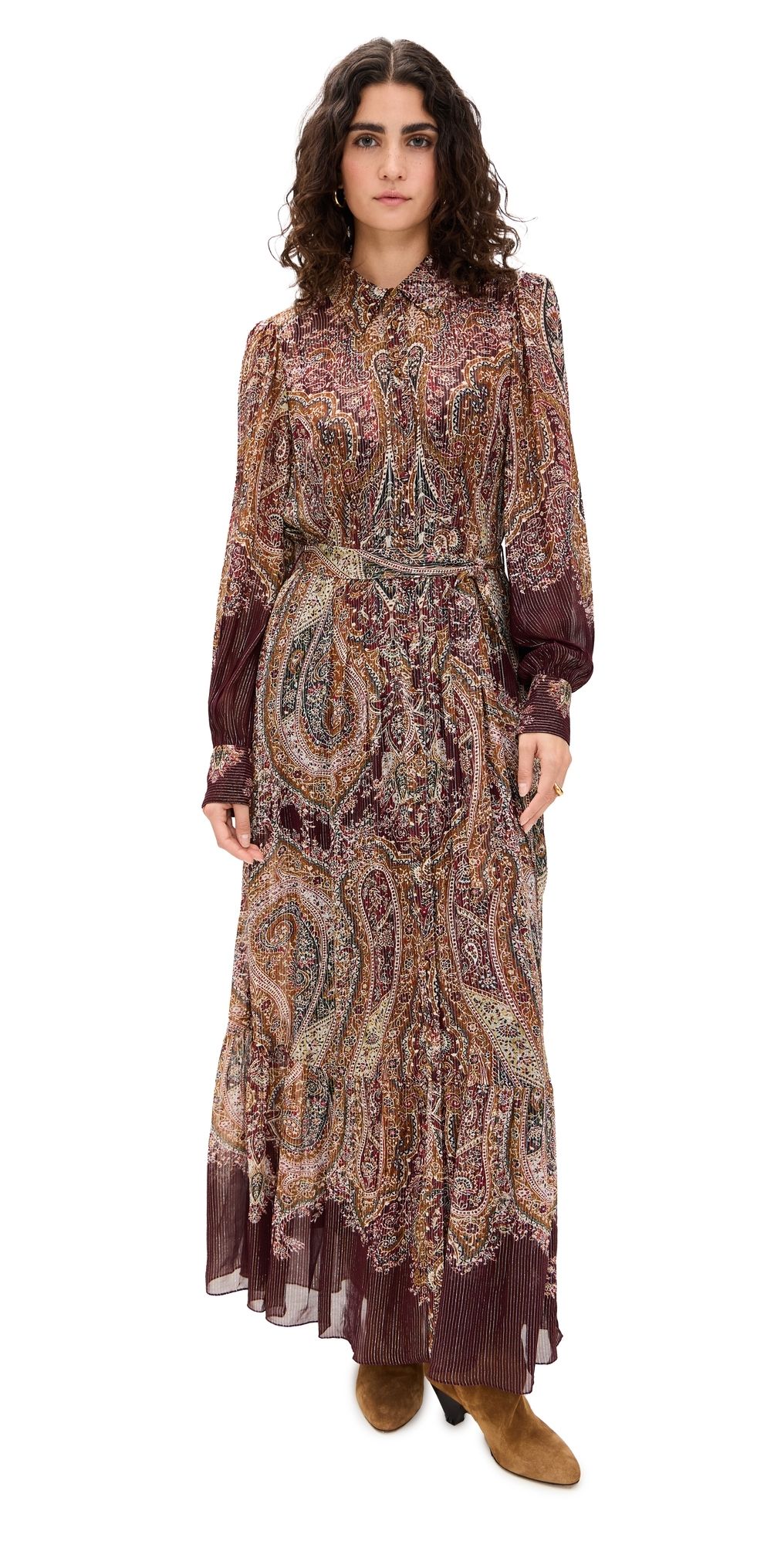 Hemant and Nandita Long Dress Maroon XS