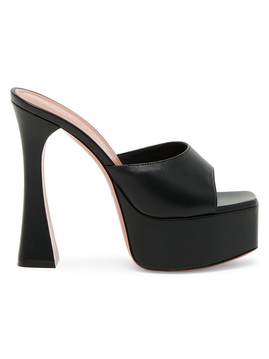 Women's Dalida 140MM Platform Leather Sandals - Nappa Black - Size 12