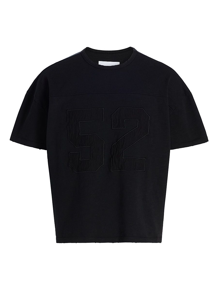 Men's Appliqué Cotton Boxy T-Shirt - Black Destroyed - Size XL