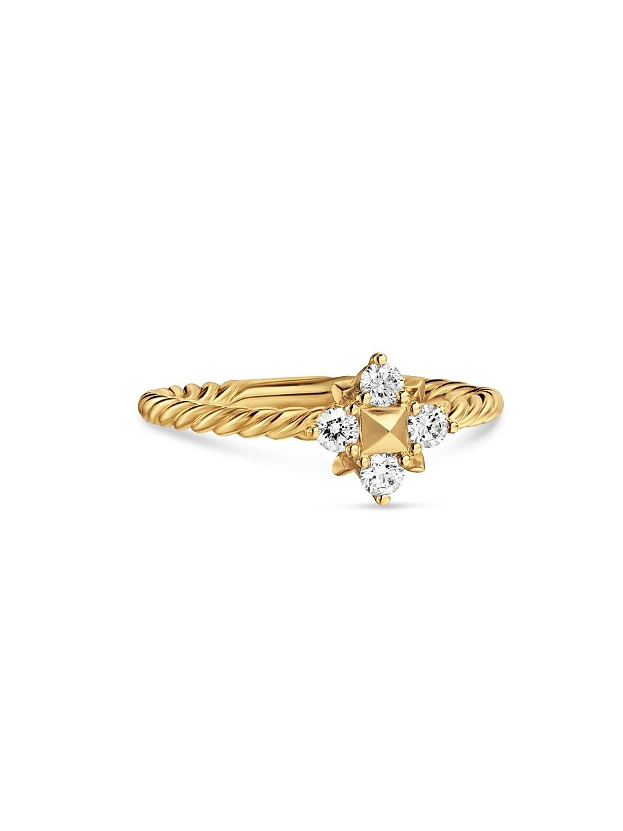 Women's Petite Modern Renaissance Pyramid Ring in 18K Yellow Gold - Diamond - Size 7