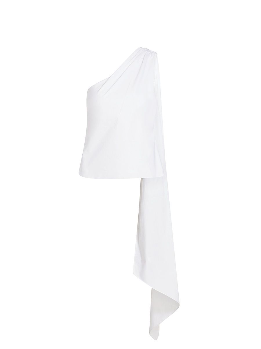 Women's Vik Stretch-Cotton One-Shoulder Top - Optic - Size 10