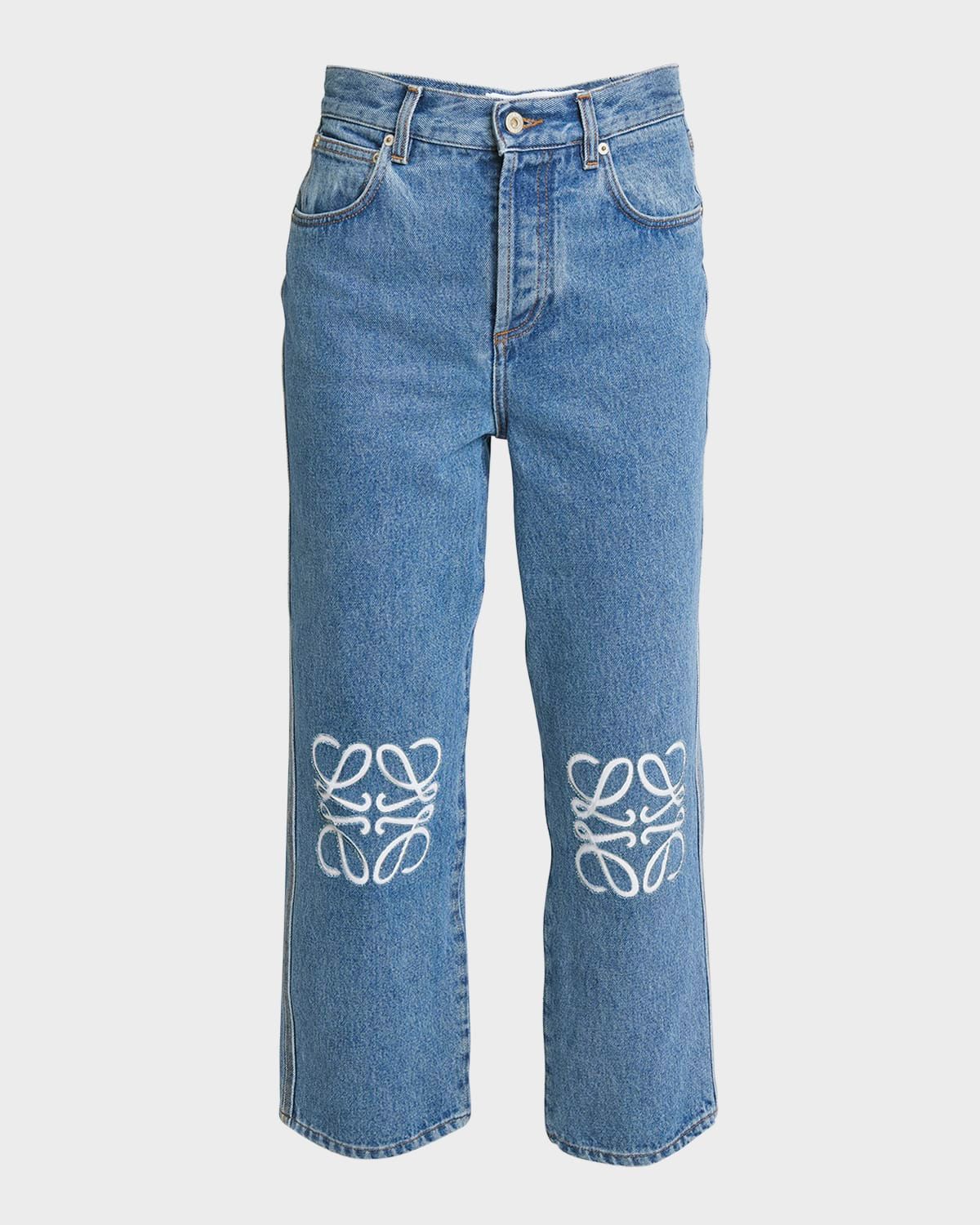 Cropped Jeans with Anagram Knee Detail