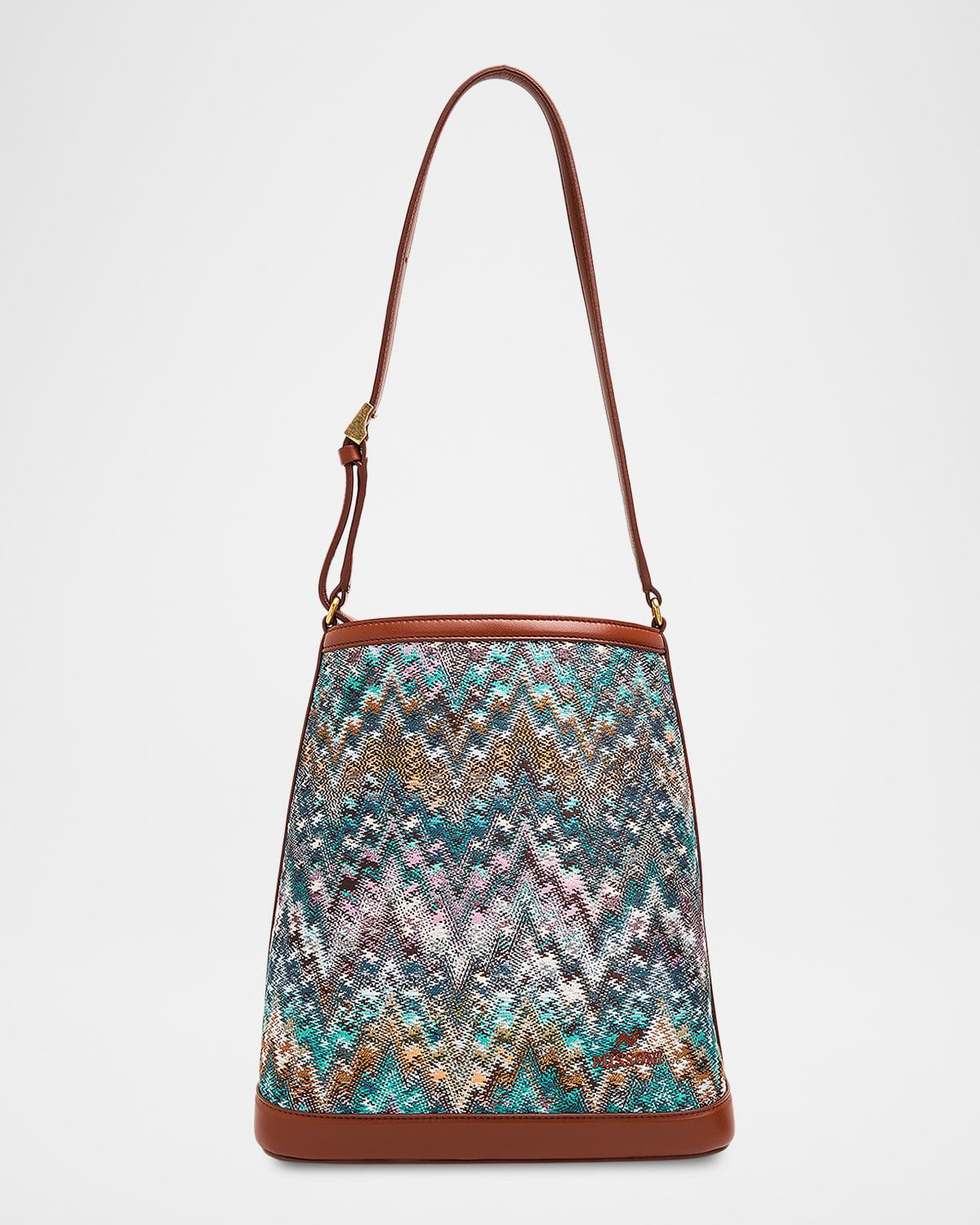 Zigzag Canvas Bucket Shoulder Bag