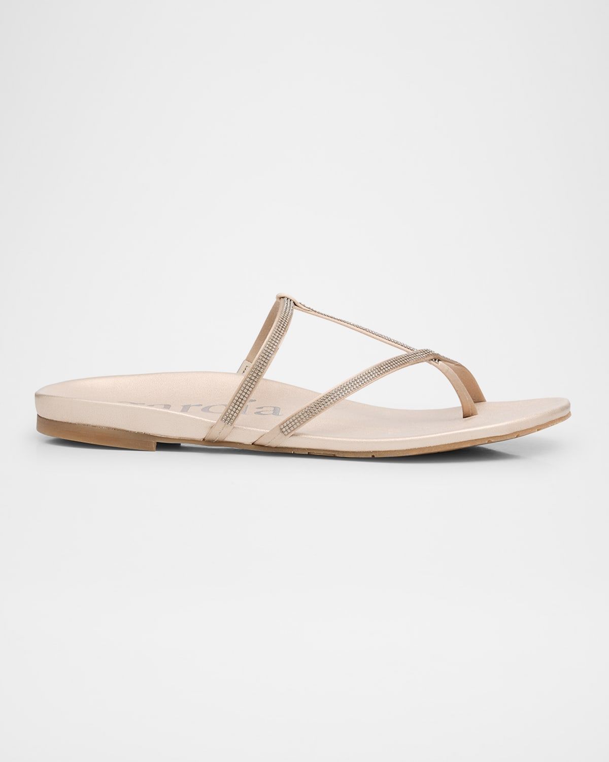 Belisa Crystal-Embellished Flat Thong Sandals
