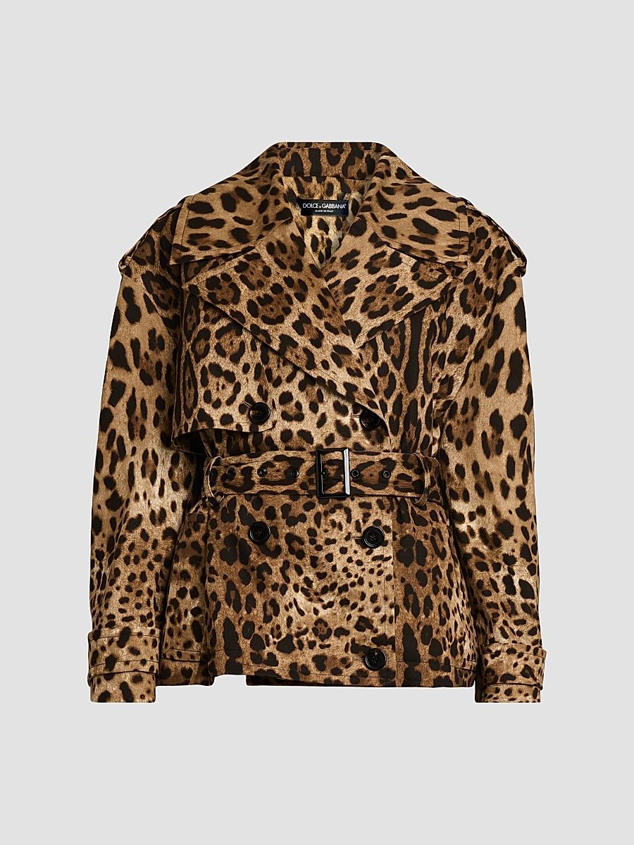 Women's Leopard Short Trench Coat - Leo New - Size 12