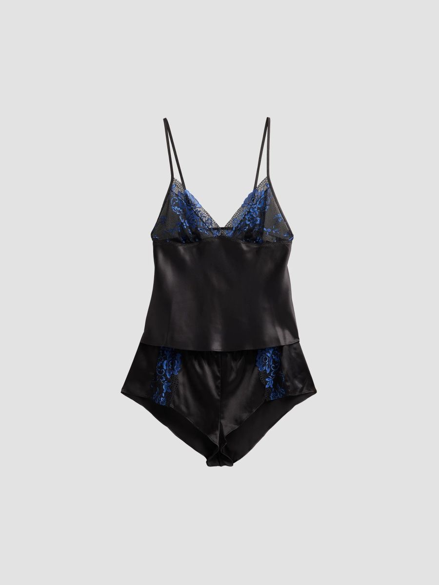 In Bloom Women's Oakley Lace-Trimmed Cami & Shorts Set - Black - Size XS
