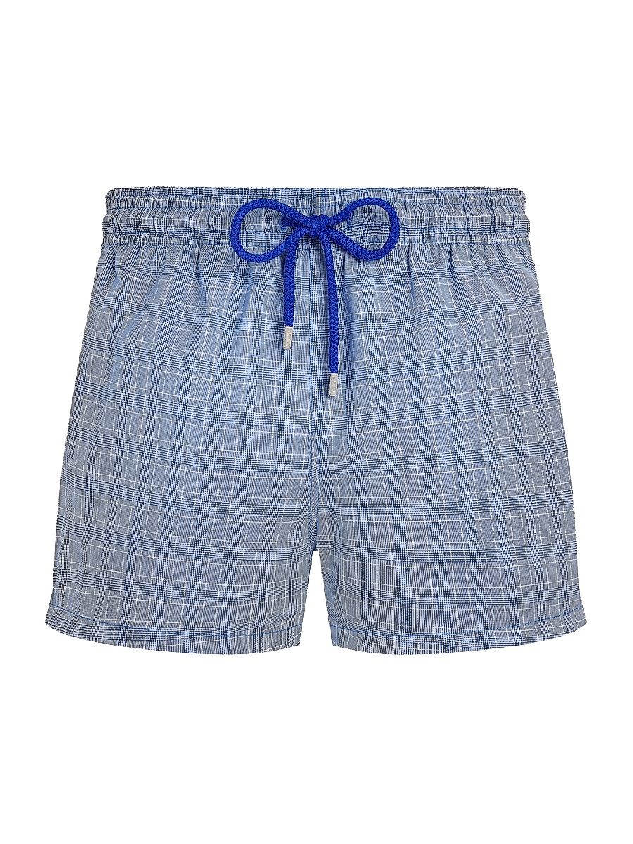 Men's Prince of Wales Check Ultrafine Wool Swim Shorts - Royal Sky - Size XXL
