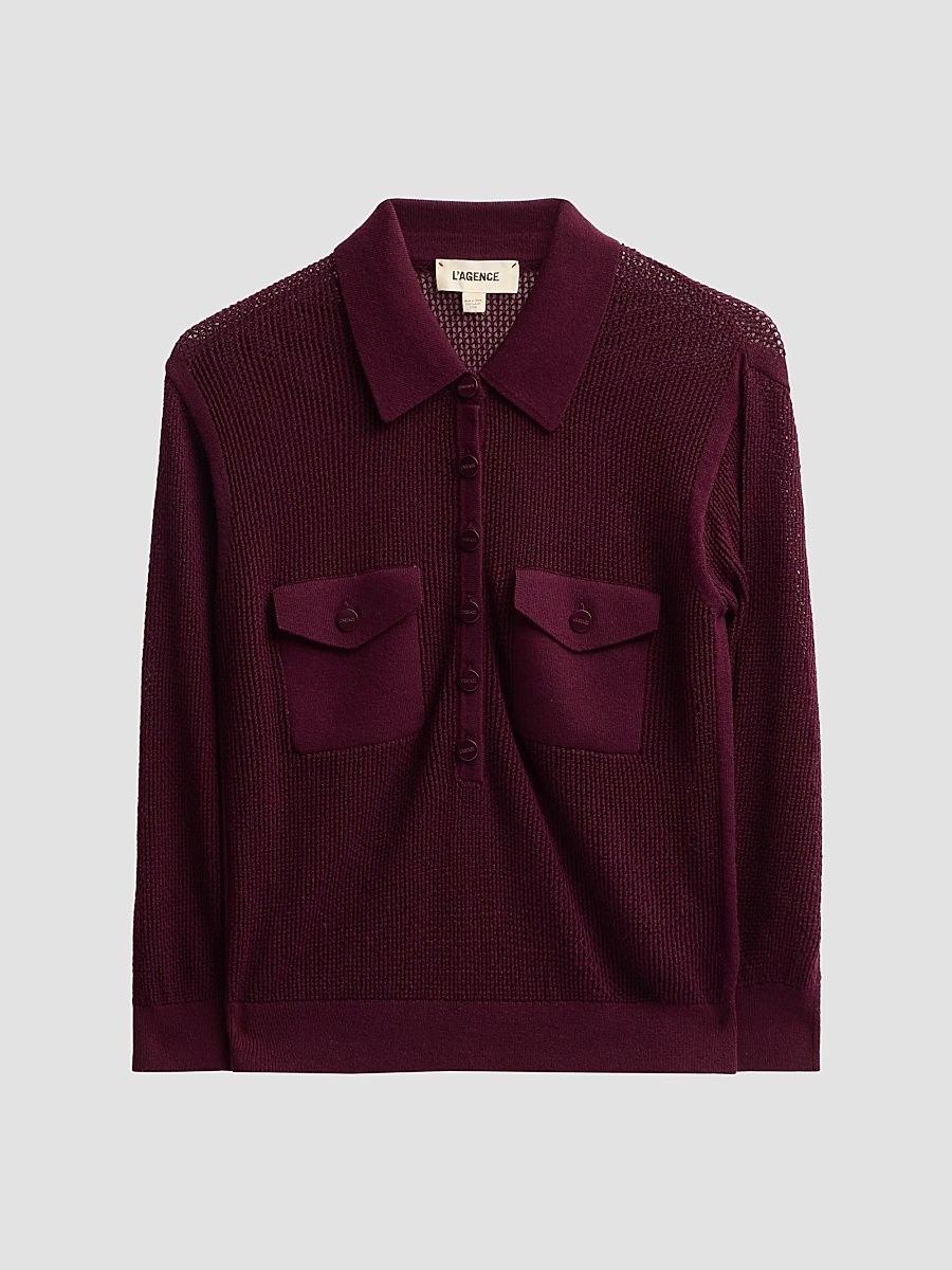 Women's Carine Pointelle-Knit Sweater - Deep Sangria - Size XL