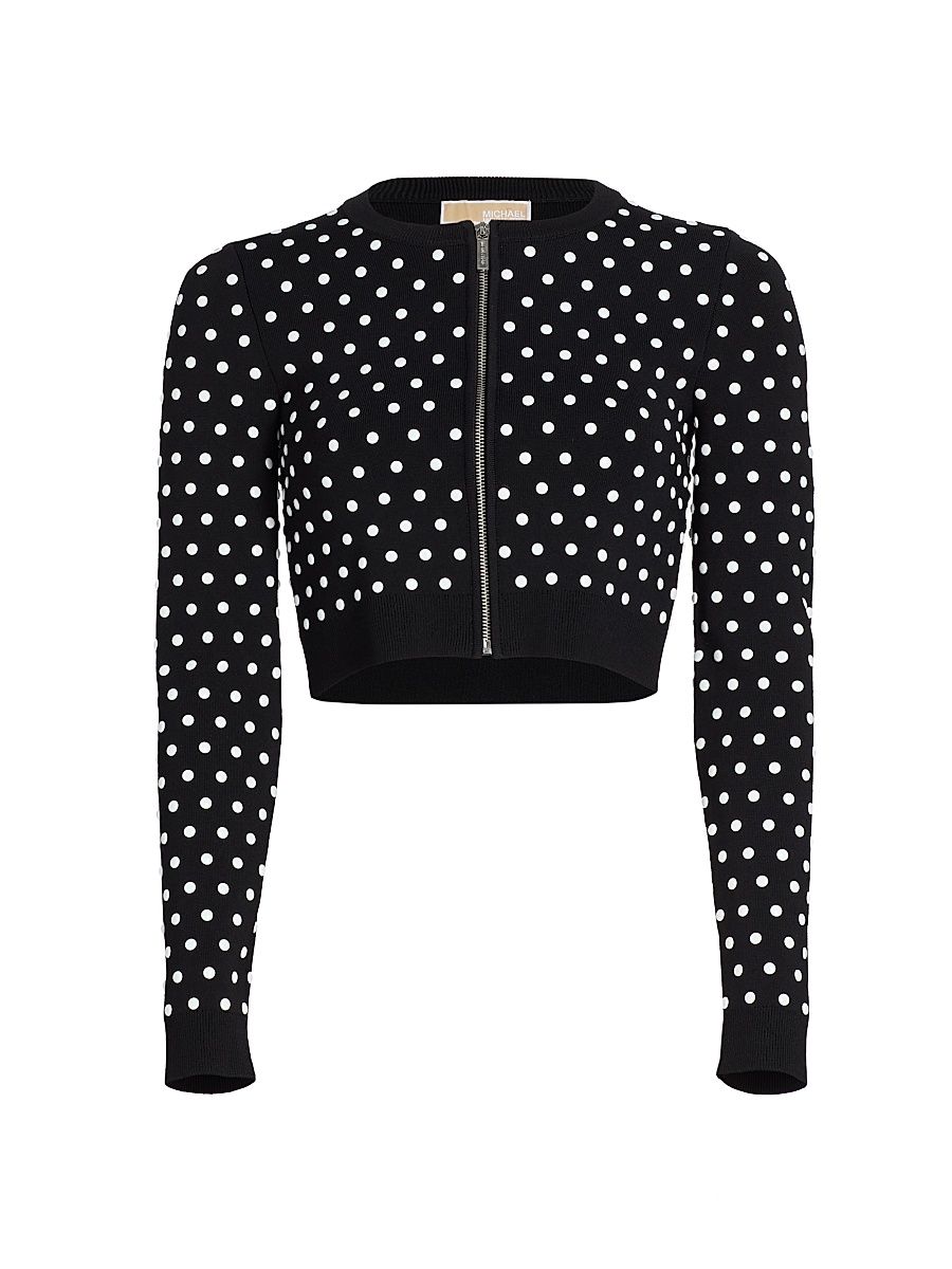 Women's Dome Stud Crop Cardigan - Black - Size XL