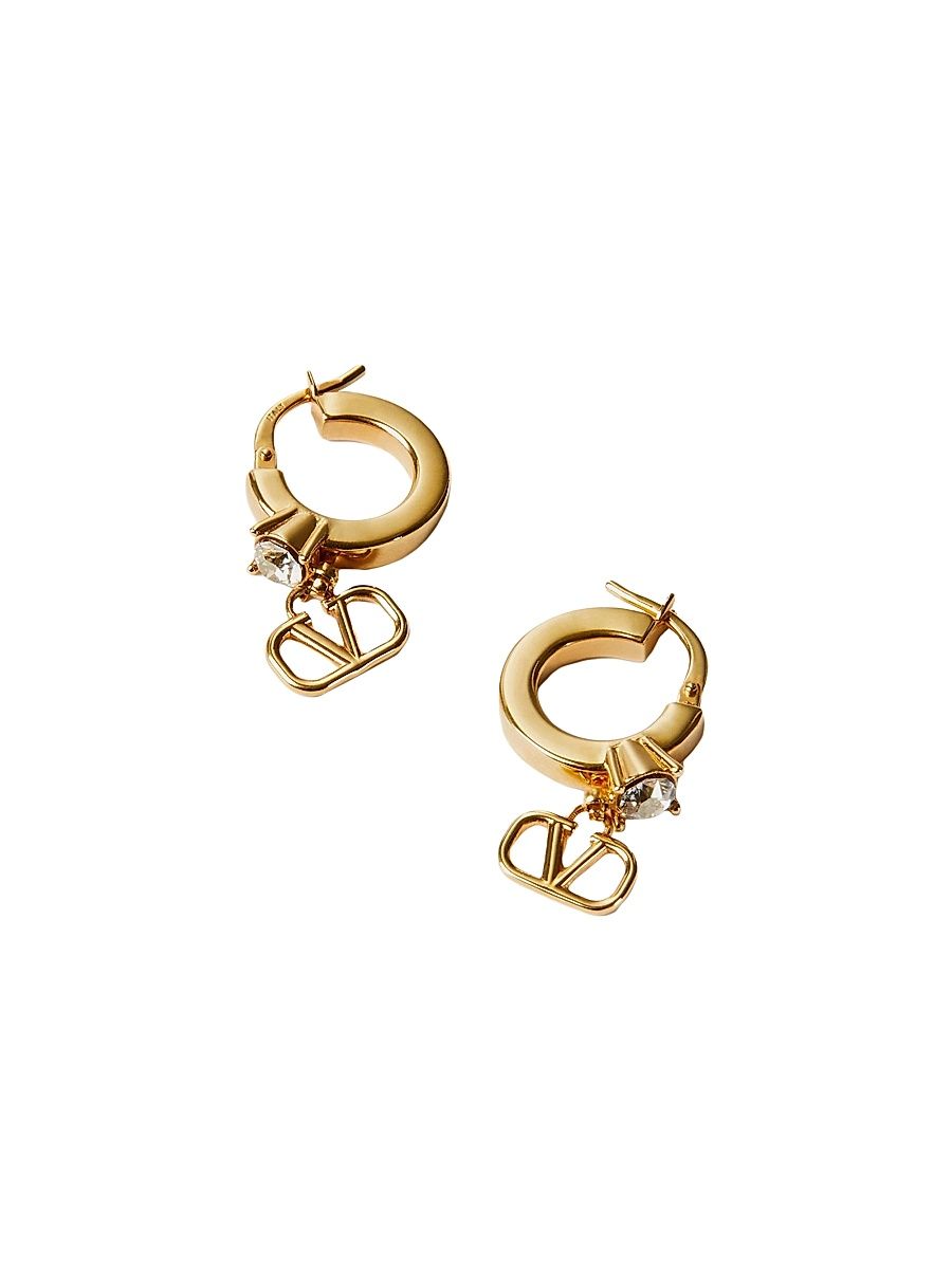 Women's Mini Vlogo Signature Metal Earrings With Swarovski Crystals - Gold