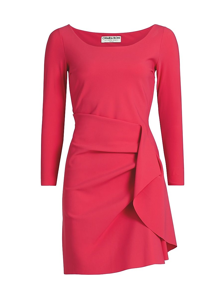 Women's Ghioi Ruched Jersey Scoopneck Minidress - Lampone - Size 14