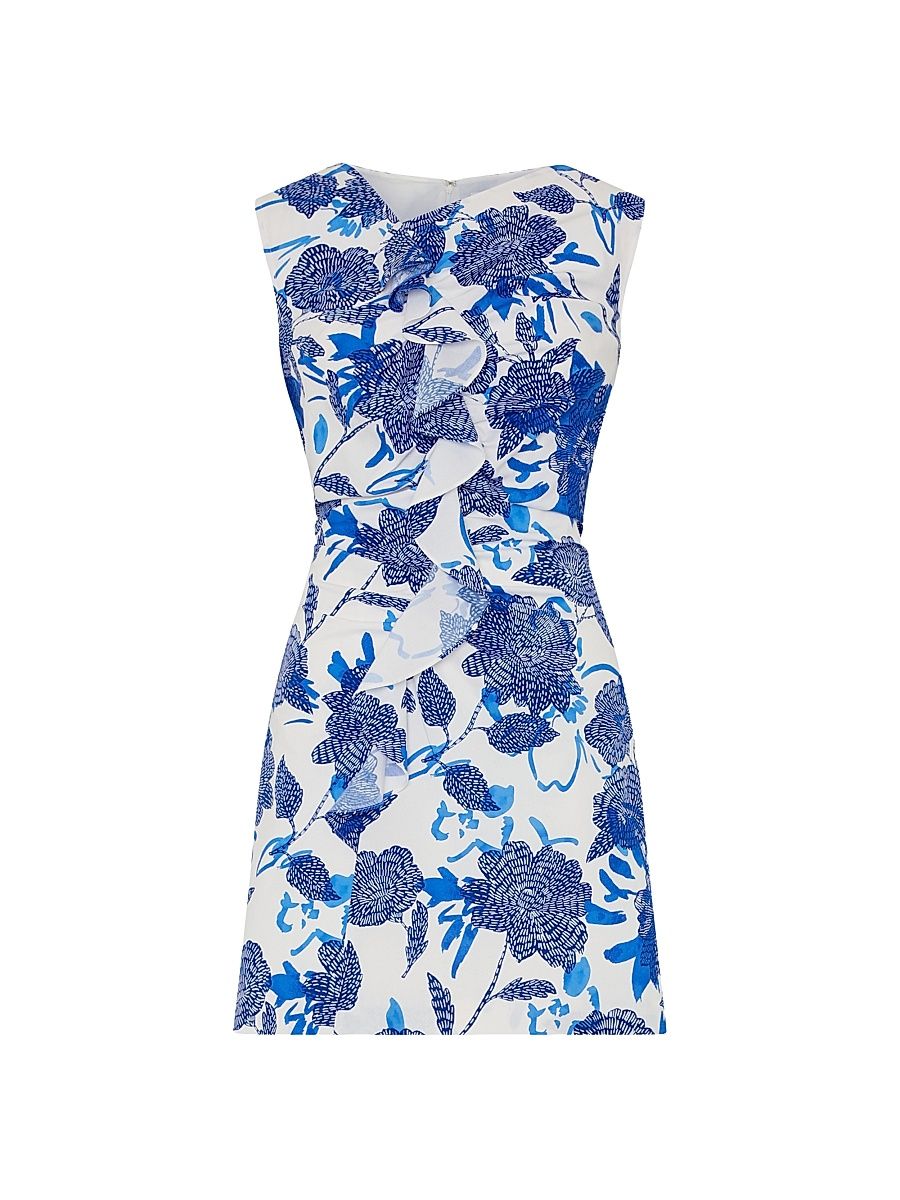Women's Novella Brushwork Floral Shift Dress - Blue Multi - Size 12
