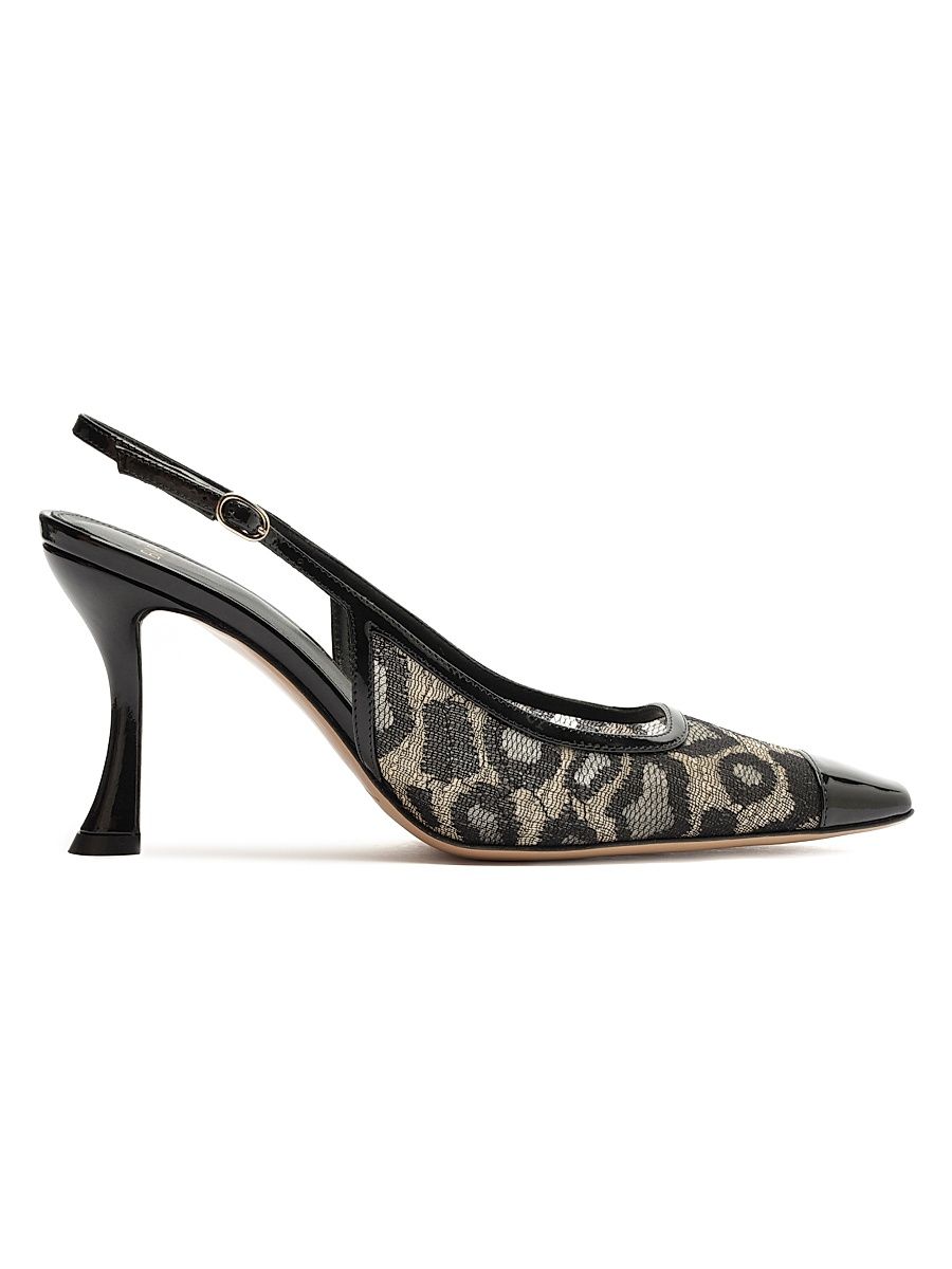 Women's Olivia 85MM Printed Slingback Pumps - Golden Black - Size 9