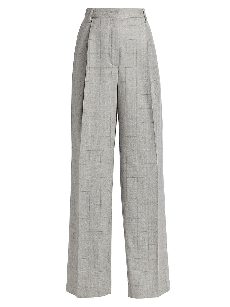 Women's Porter Wide-Leg Wool Pants - Light Grey - Size 14