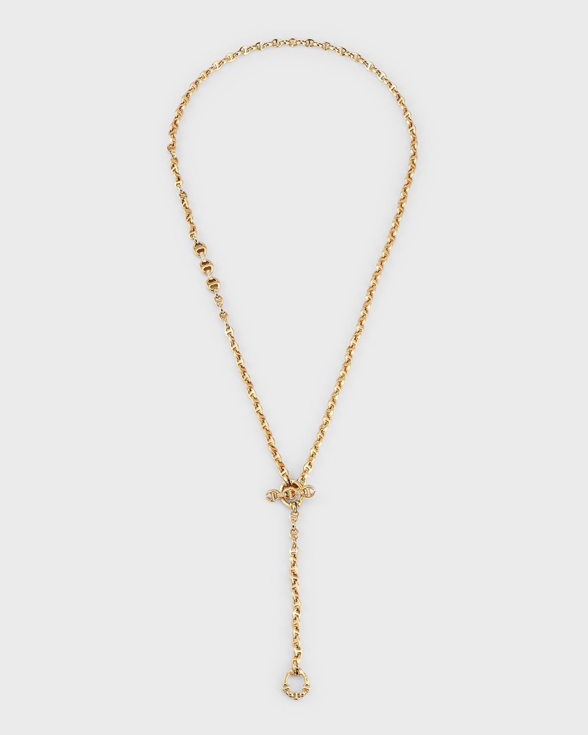 18K Yellow Gold Diamond Open-Link Chain Necklace