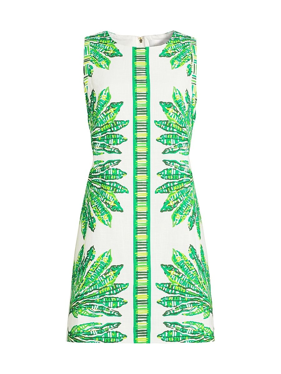 Women's Devyn Printed Stretch-Cotton Minidress - Kitts Green Shady Babe - Size 12
