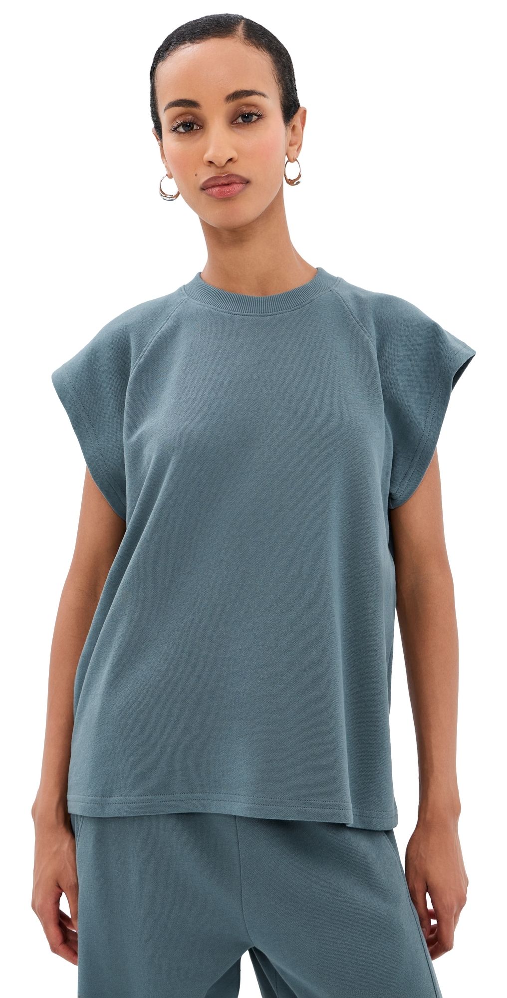 Tibi Lightweight Easy Sweatshirt Top Blue Grey S