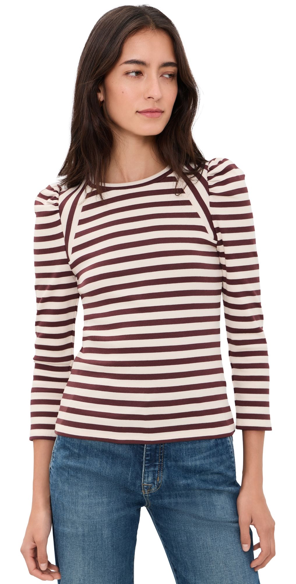 Veronica Beard Jean Delano Top Burgundy/Ecru M
