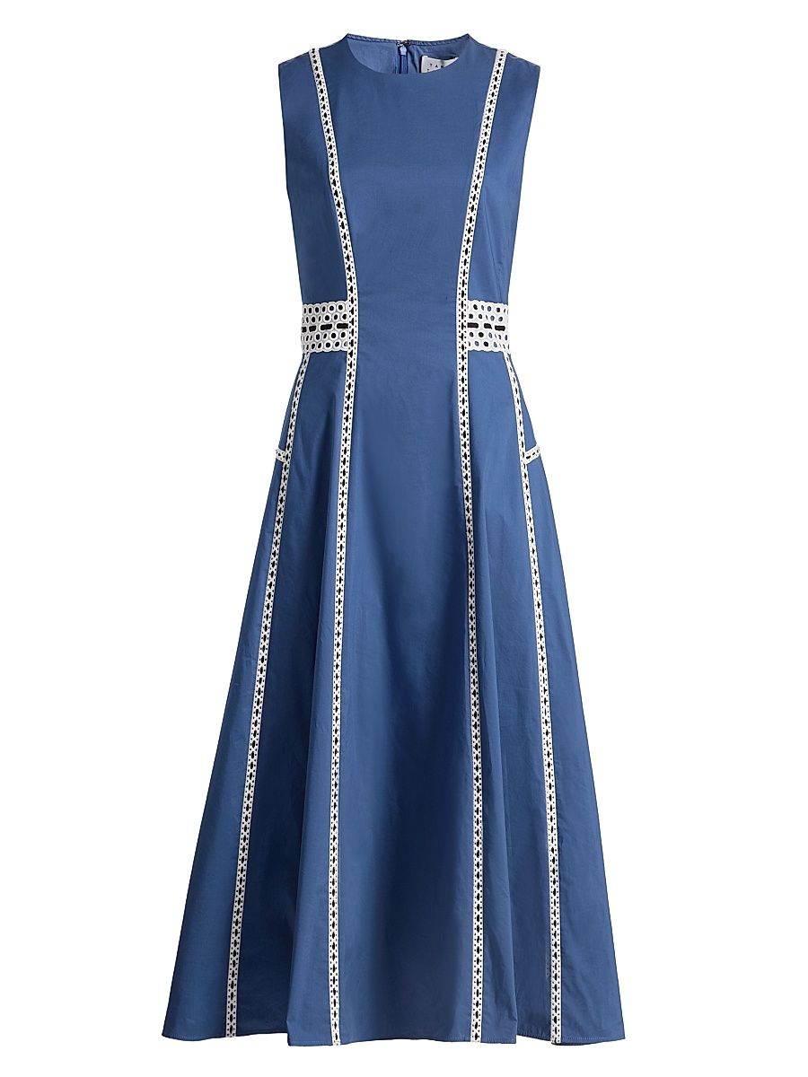 Women's Sloane Embrodiered Midi-Dress - French Blue - Size 14