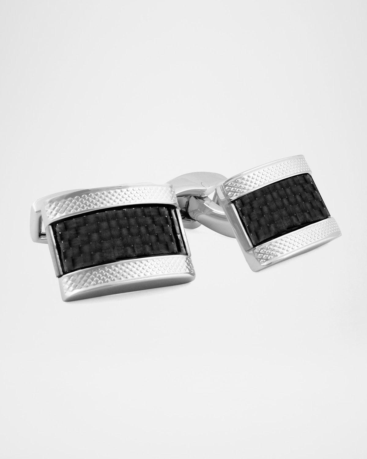 Carbon Fiber Rectangular Cuff Links, Black