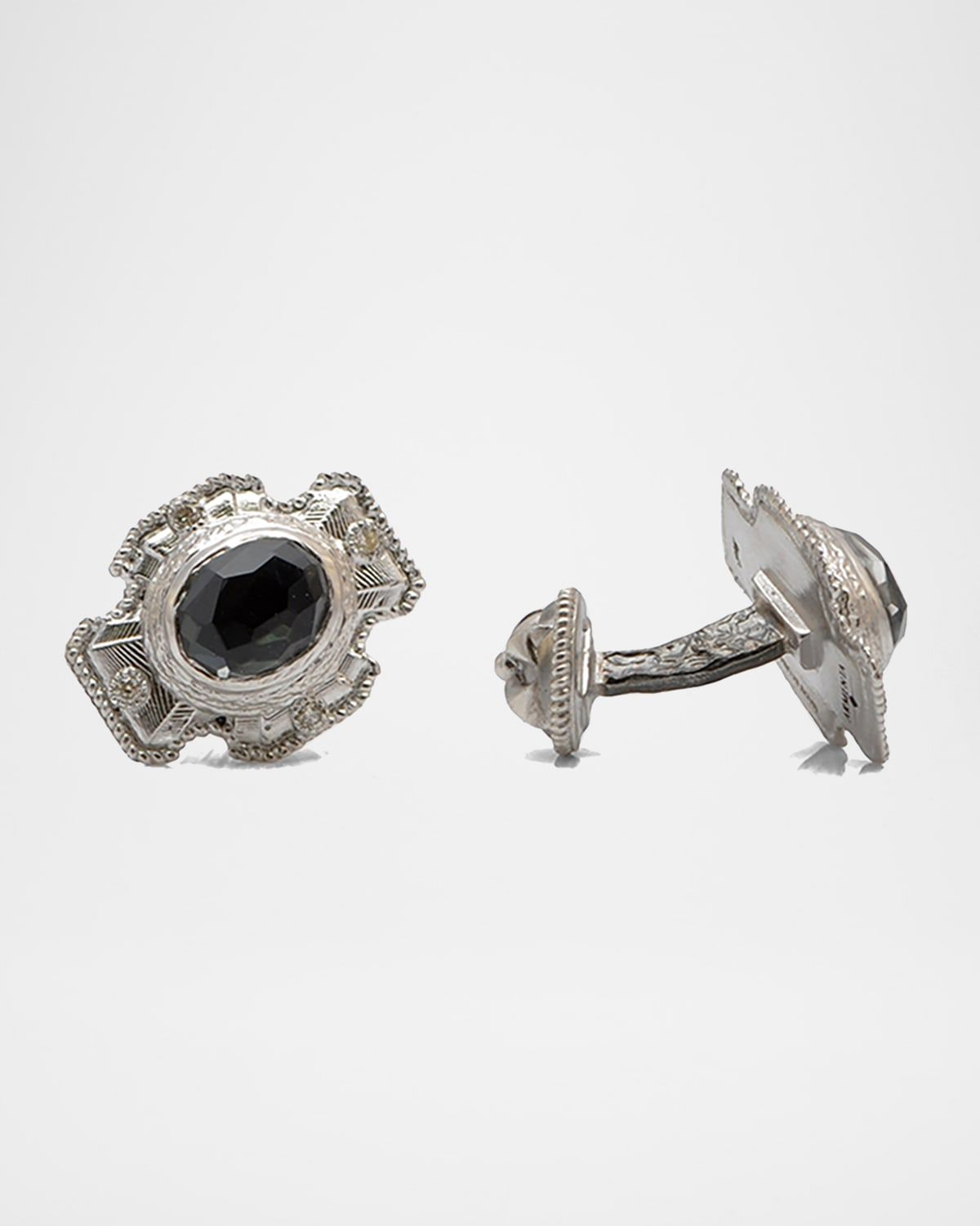 Men & apos;s Romero Oval Stone Cross Cufflinks w/ Diamonds