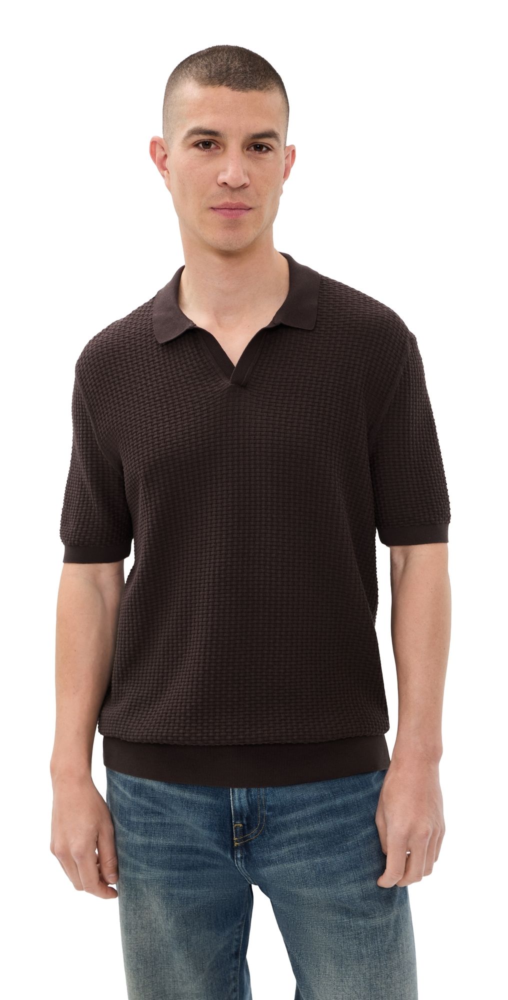 BOSS Natalo Knit Polo Top Dark Brown XL