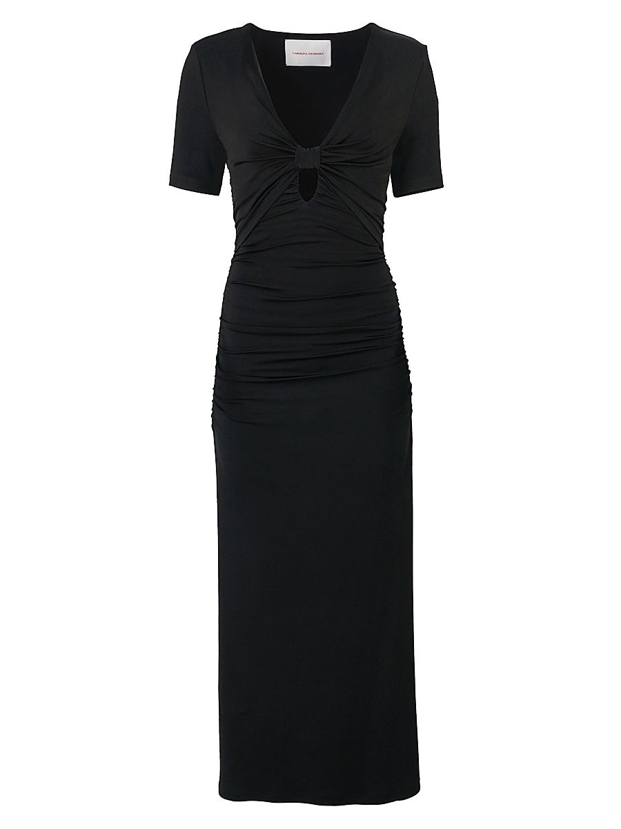 Women's Ruched Jersey Cut-Out Body-Con Maxi Dress - Black - Size XL