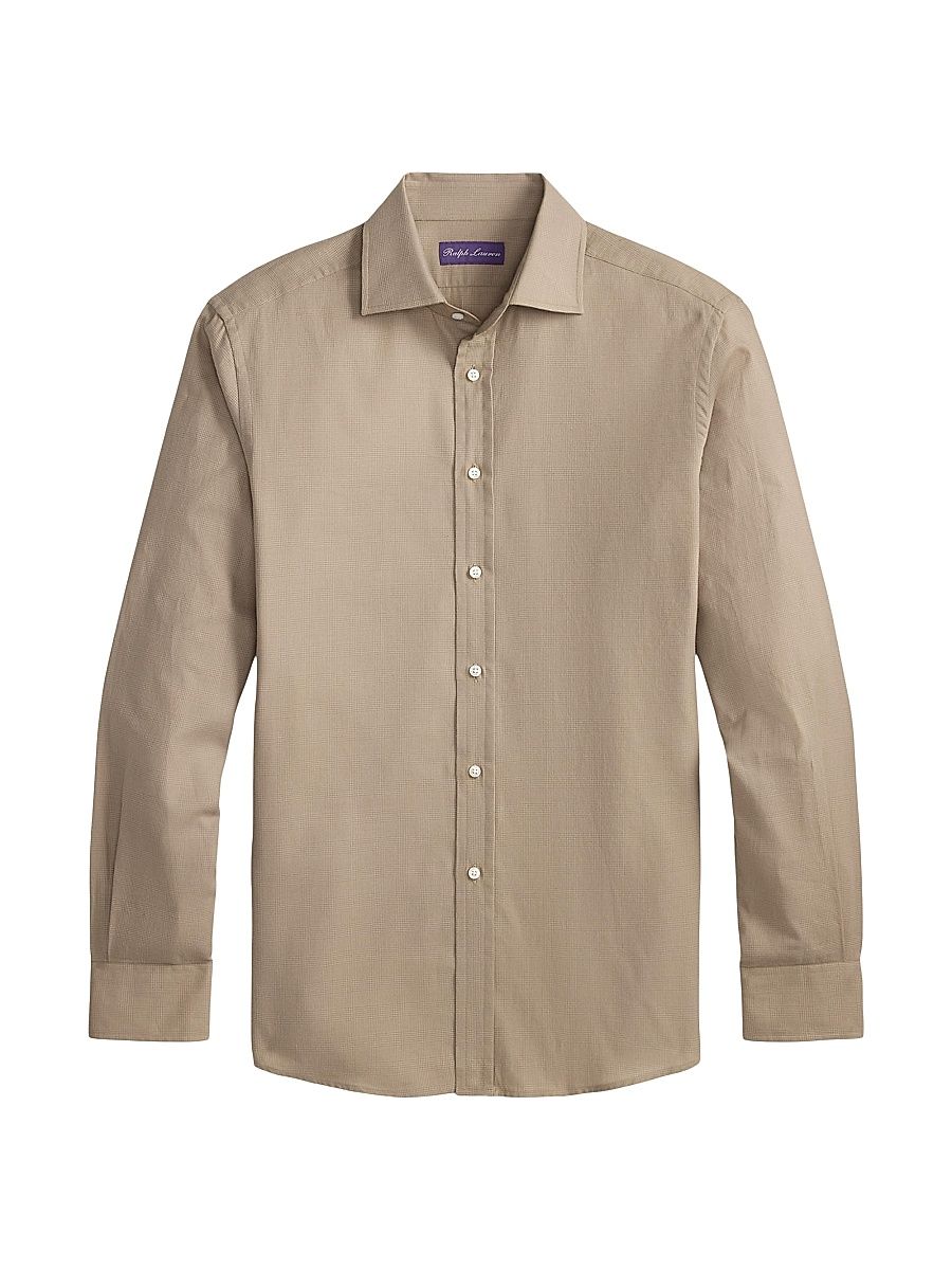 Men's Solid Cotton Shirt - Taupe Truffle - Size Small